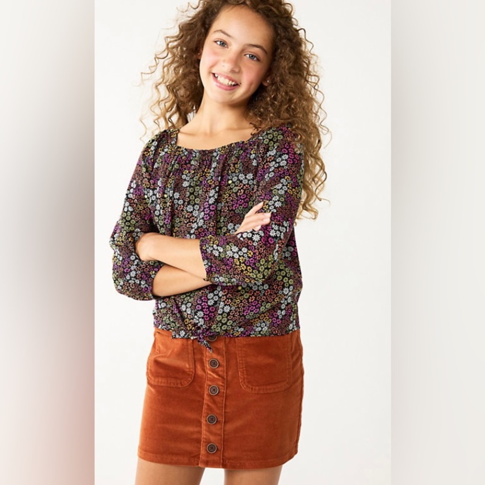 NWT SO girls brown button up plus Corduroy Skirt stretchy fit 18 plus